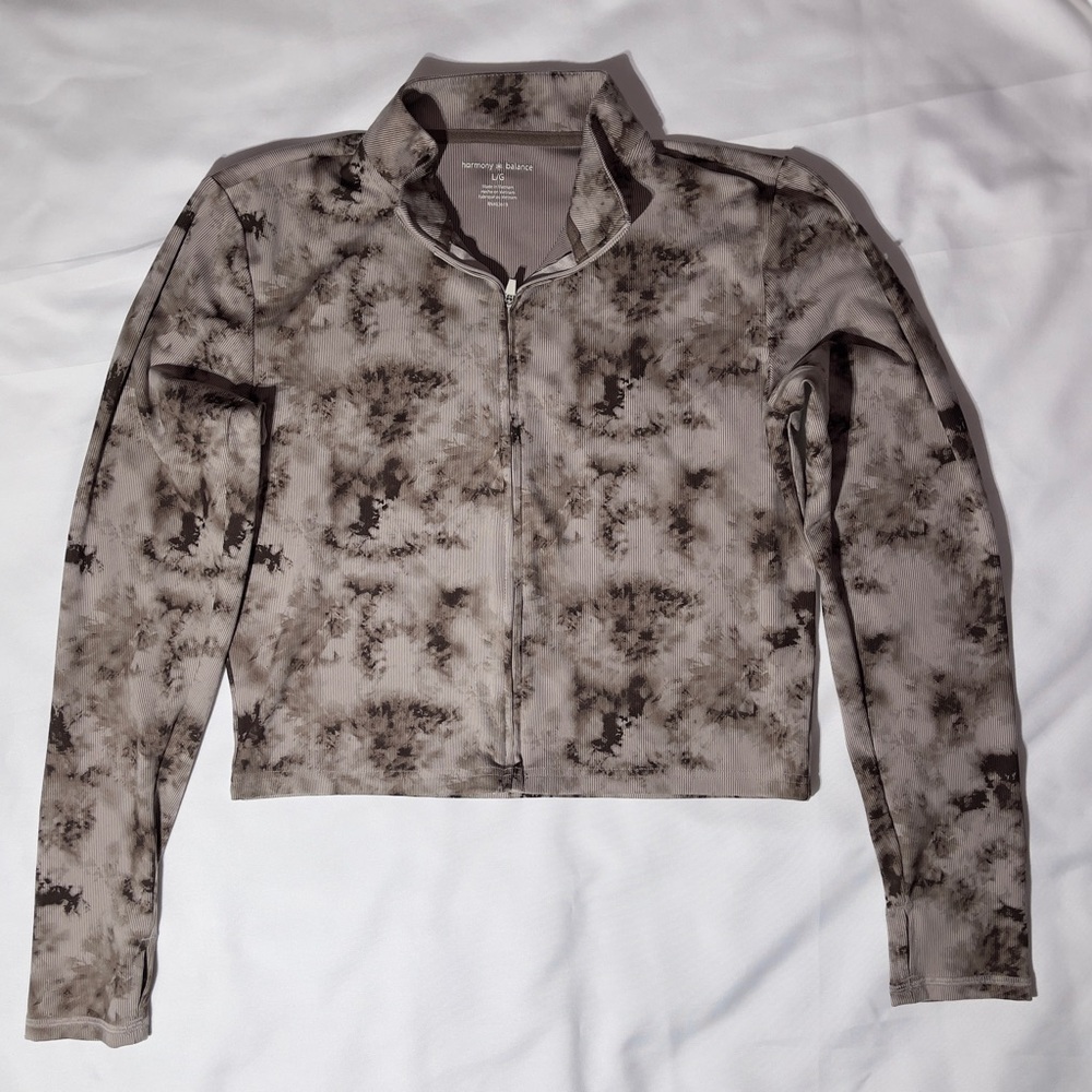 Elegant Gray Patterned Bomber Jacket - image 1